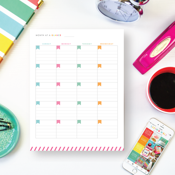Month-at-a-Glance Two-Page Spread - Sunday Start {Digital Download}